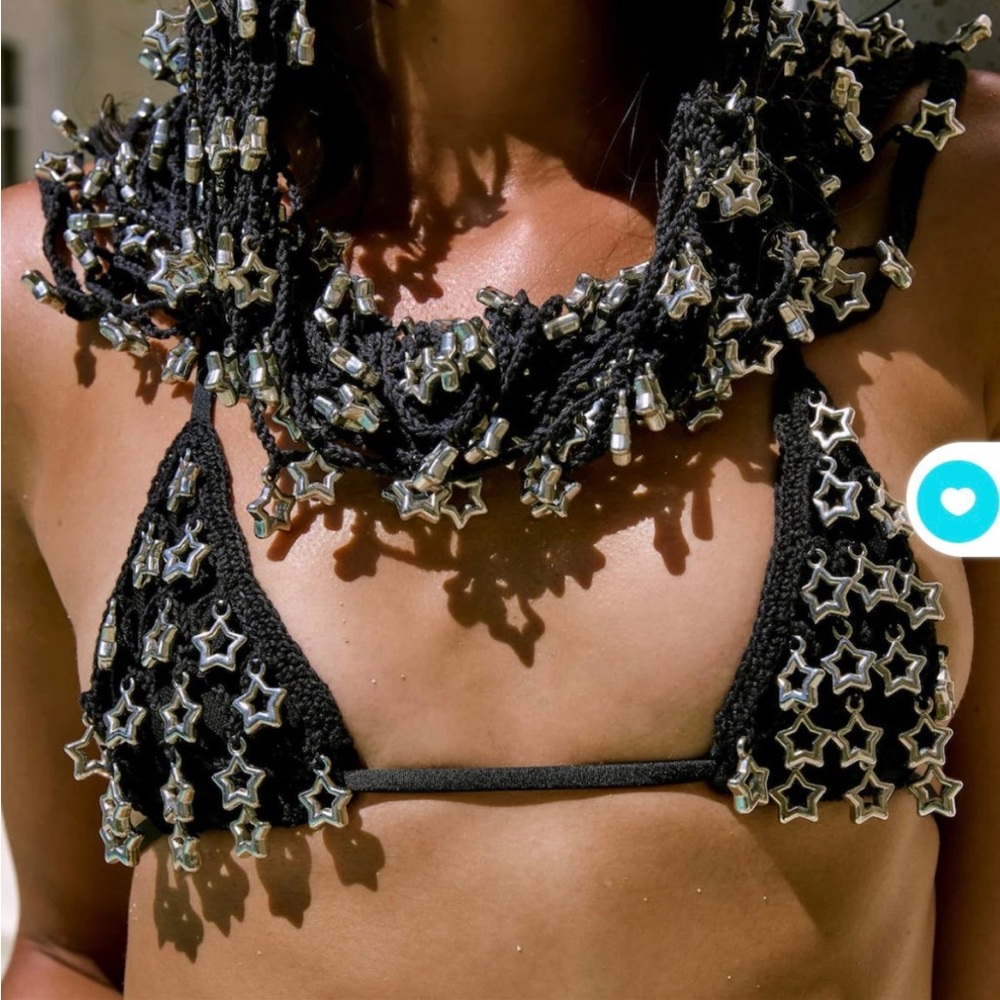 Starry Black Bikini Top